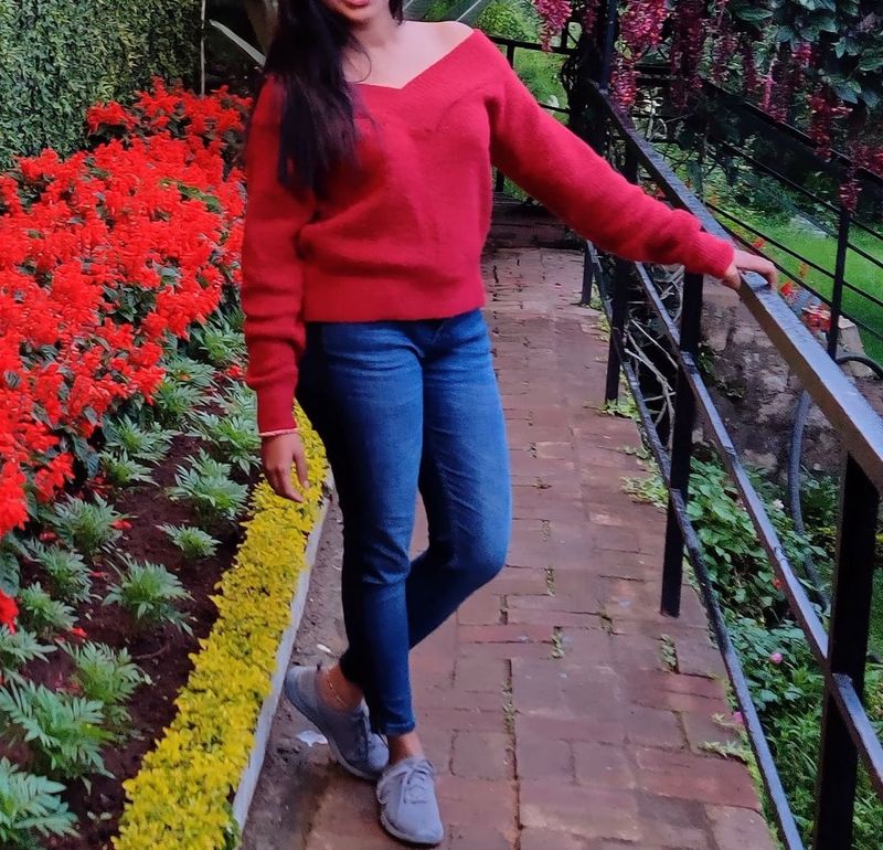 Red Off-Shoulder Sweater