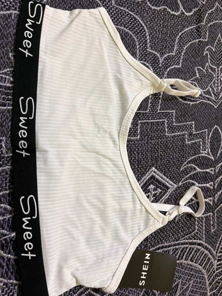 White Ribbed Sports Bra