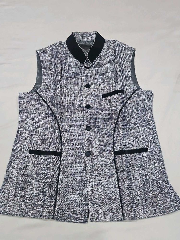 Men's Nehru Jacket - Classic Grey Tweed