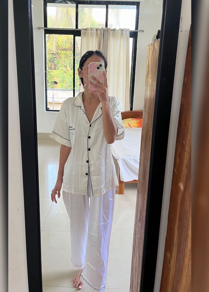 Comfortable White Pajama Set