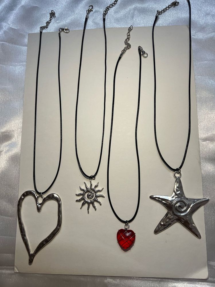 Y2K Chunky Pendant Necklaces Set