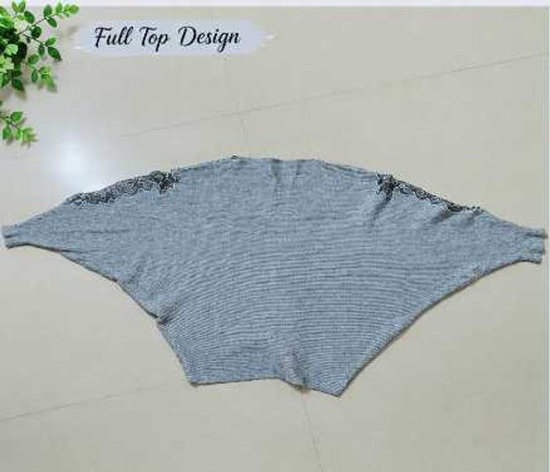 Grey Embroidered Sleeve Sweater top