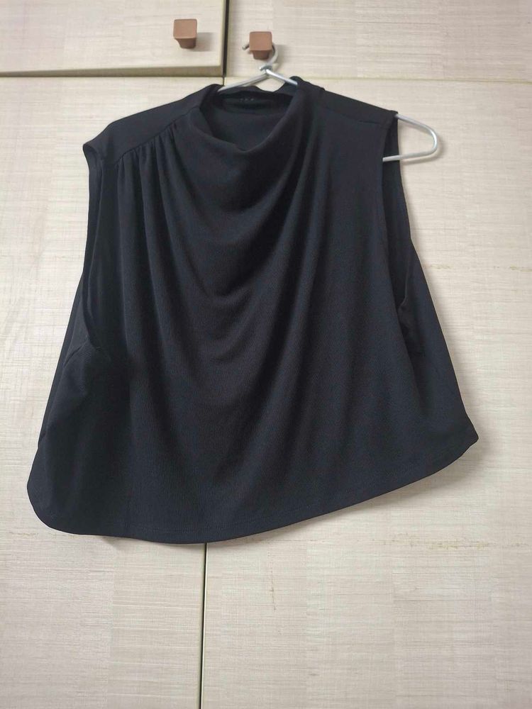Sleeveless Black Mock Neck Top