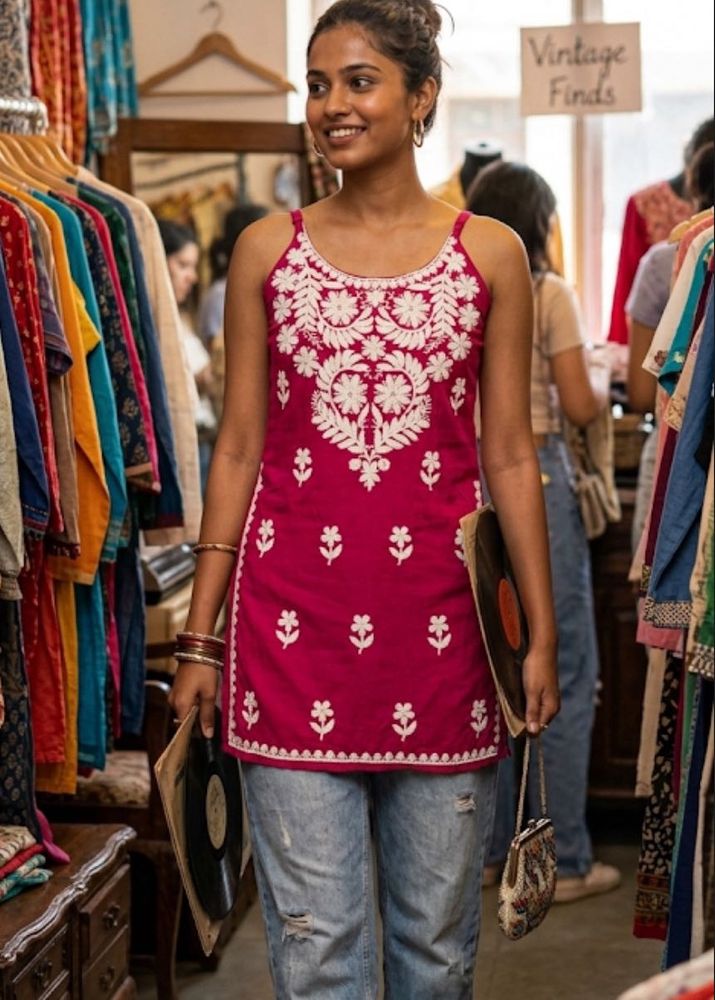 Beautiful Pink Embroidered Kurta Top