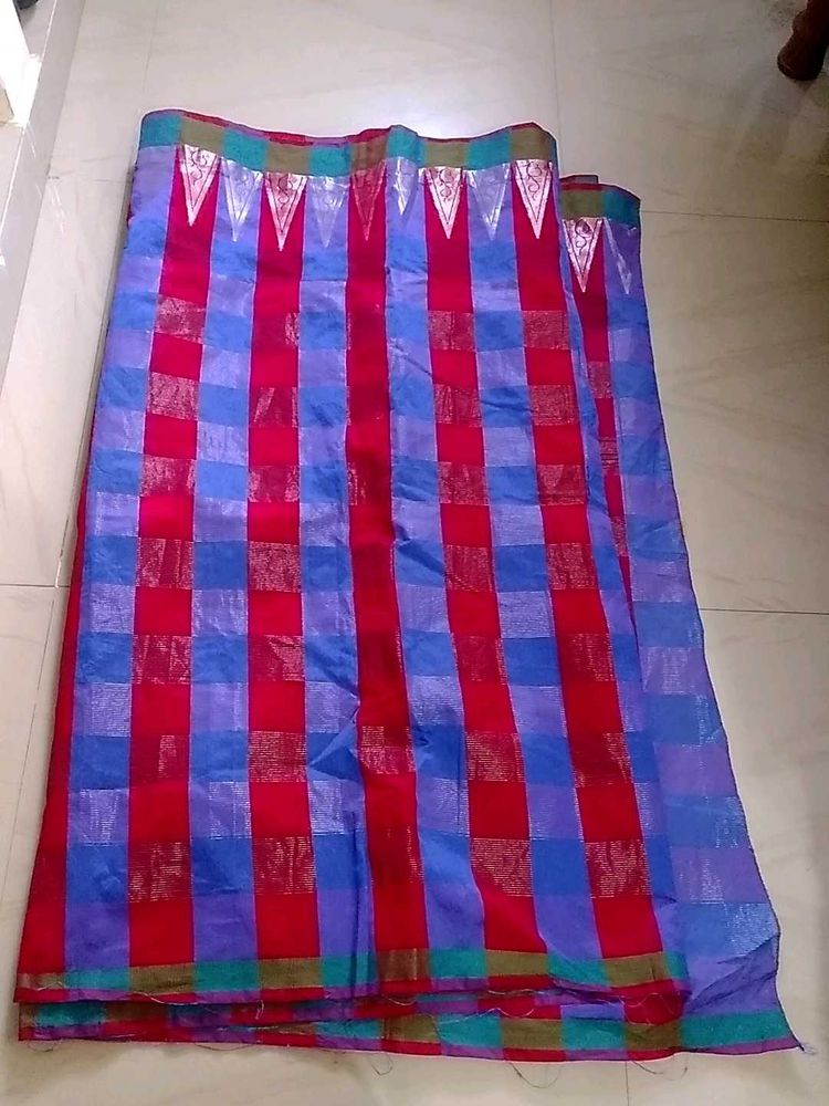 Vibrant Checkered Saree