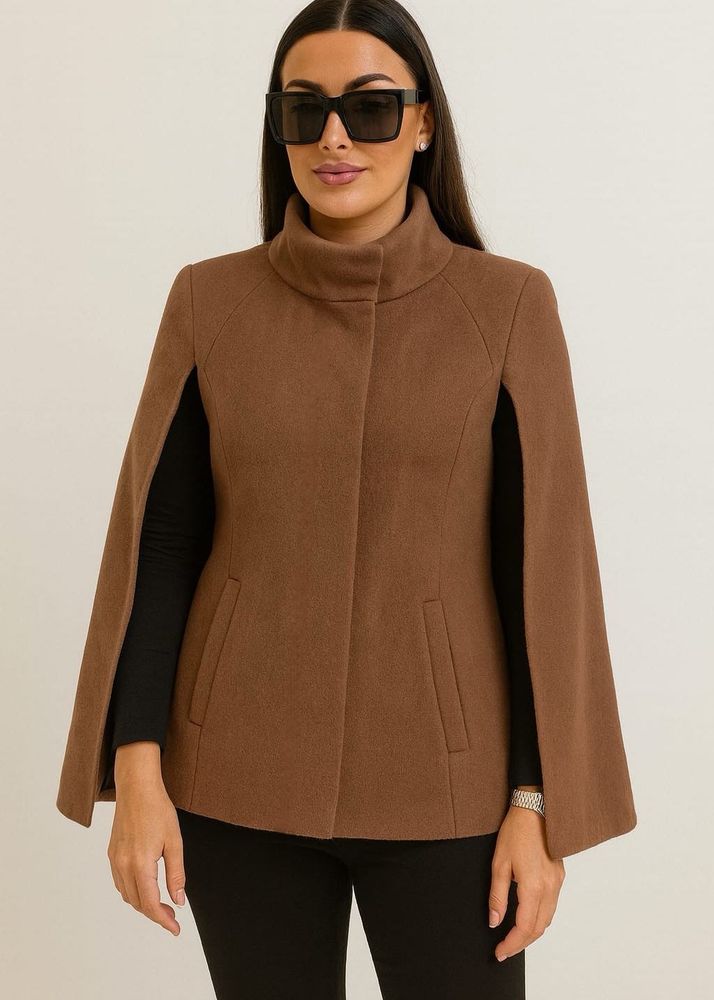 Elegant Brown Cape Coat