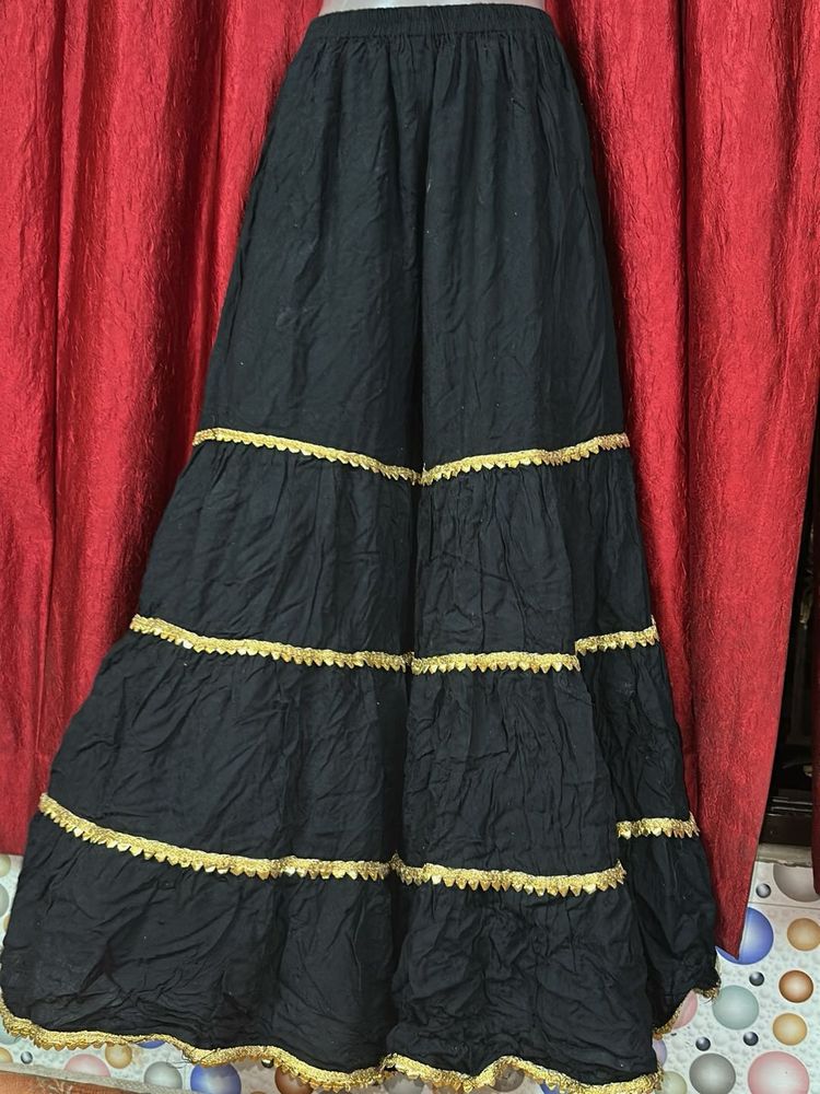 Black Tiered palazzo with Golden Trim