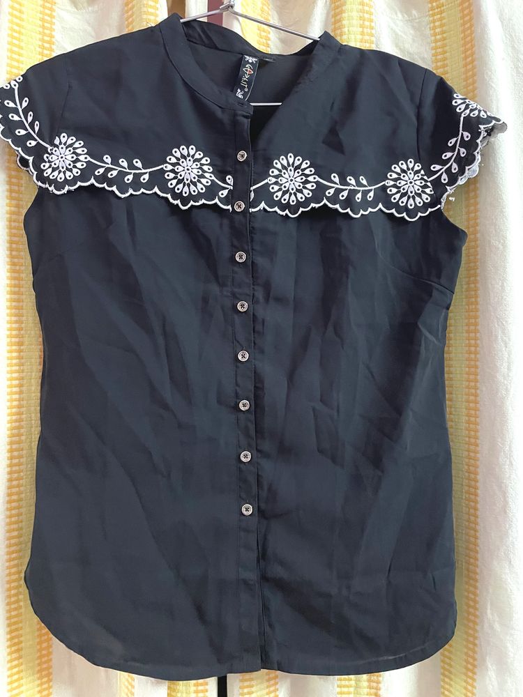 Black embroidered shirt
