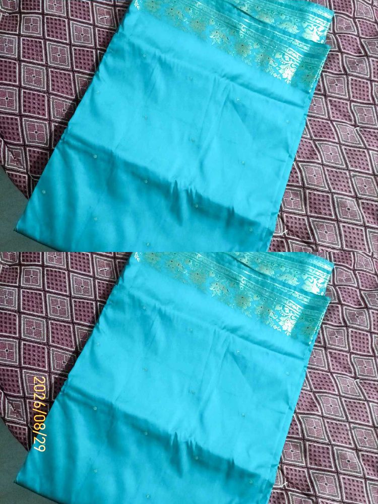 turquoise blue Banarasi silk saree