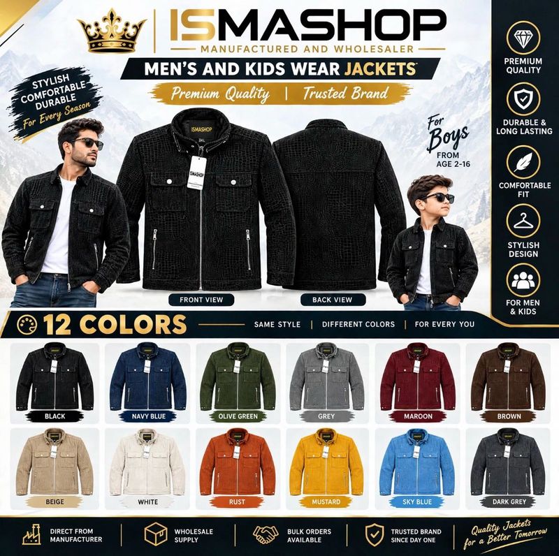 Stylish Men's &amp; Kids Jackets - 12 Colors