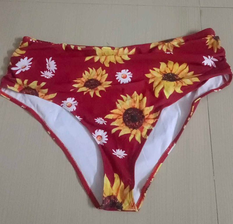 High-Waisted Sunflower Print Bikini Bottom