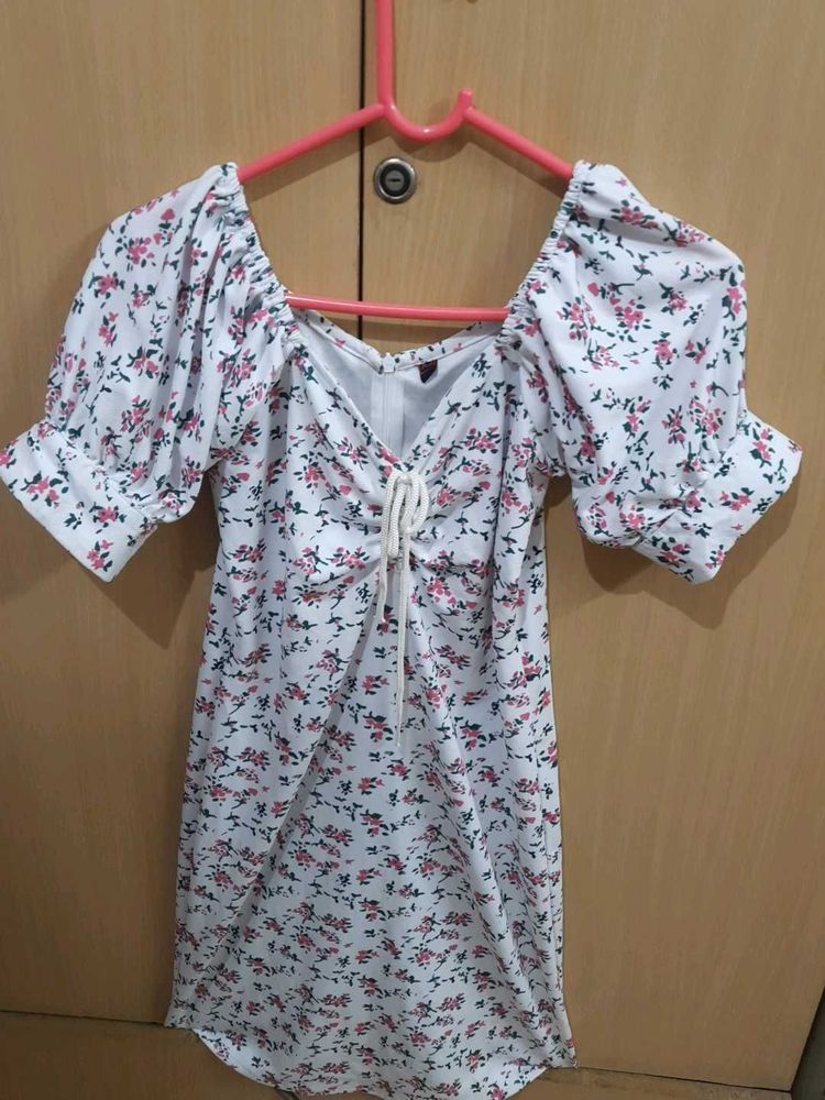 Floral Mini Dress with Puff Sleeves