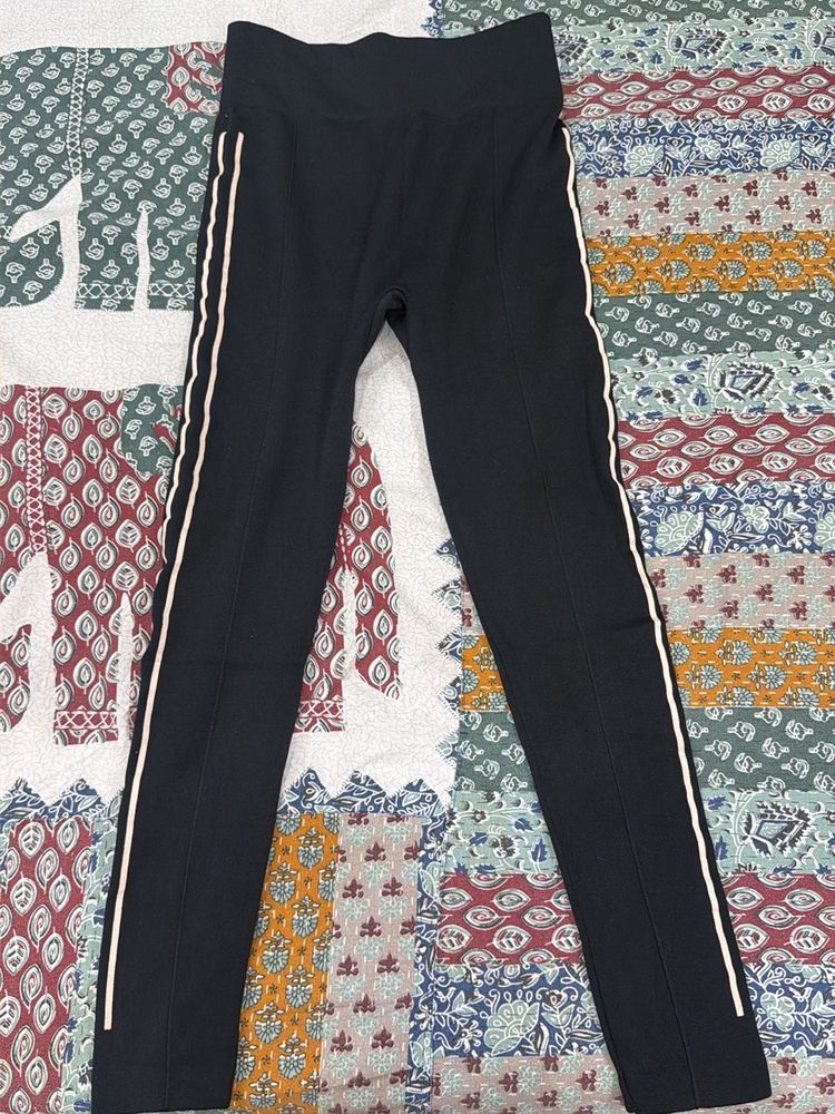 Black Leggings with White Stripe