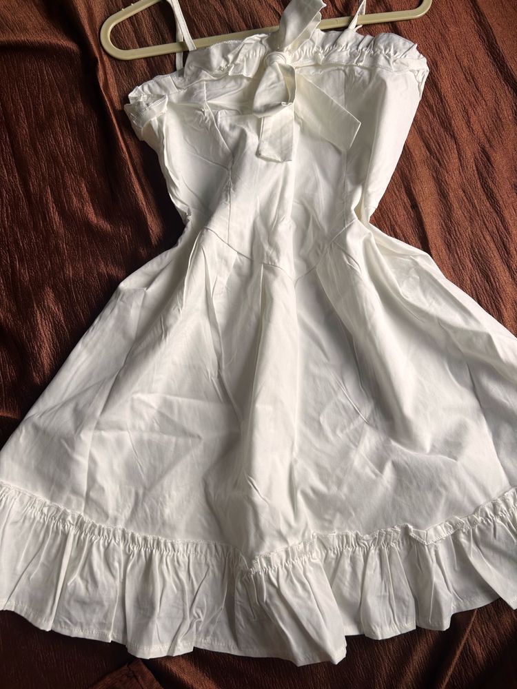 White Ruffled Mini Dress