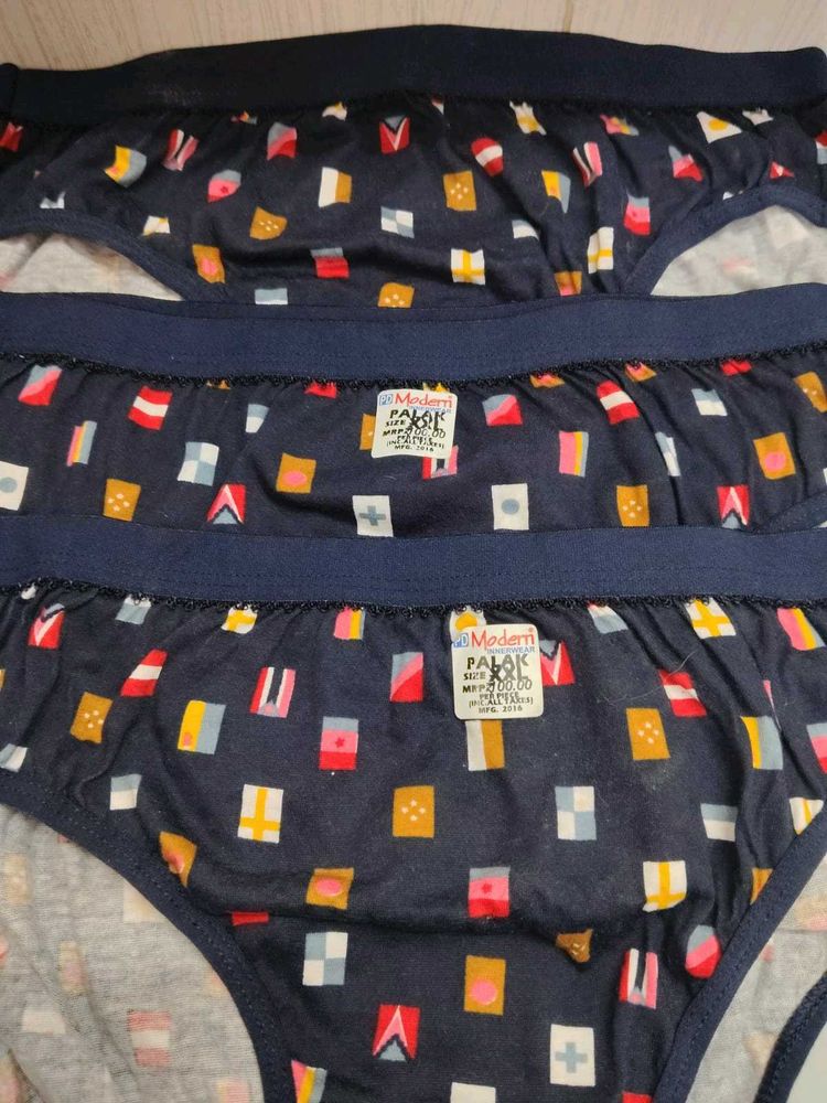 Pack of 3 Navy Blue Printed Briefs