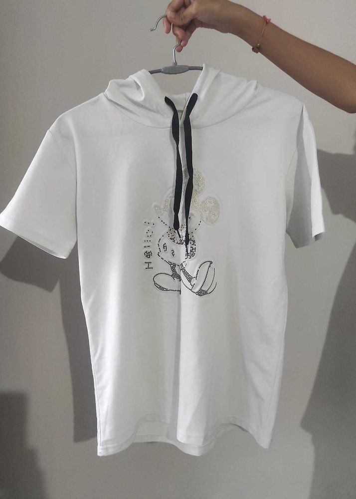 White Graphic Hoodie T-Shirt