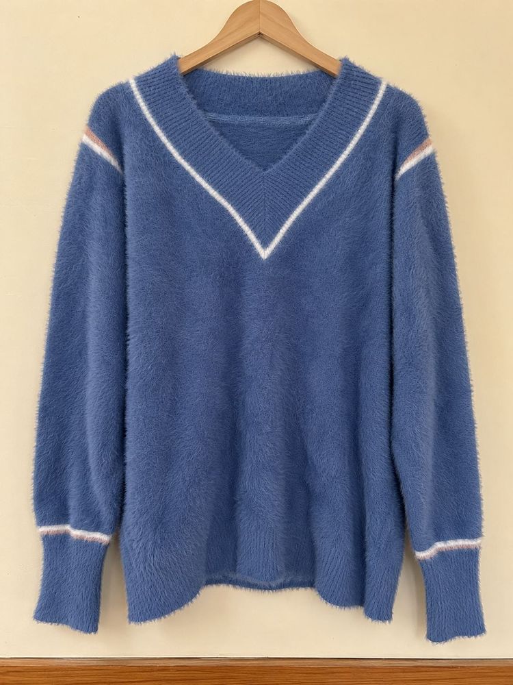 Cozy V-Neck Fuzzy Sweater