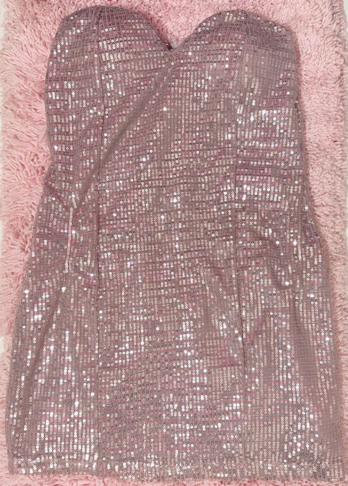 Newme Pink Sparkling Sequin Strapless Mini Dress