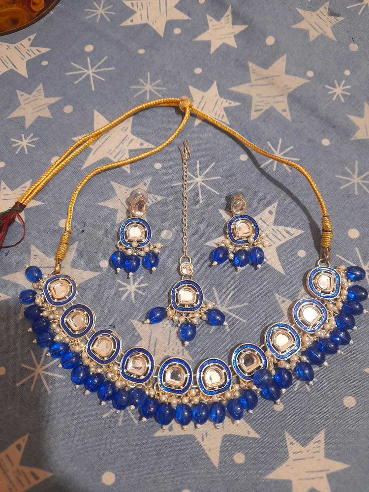 Indian Kundan Necklace Set with Earrings