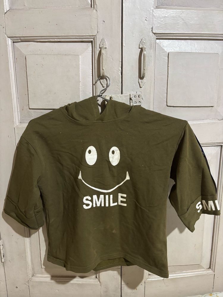 Cute Smiley Face Cropped Hoodie