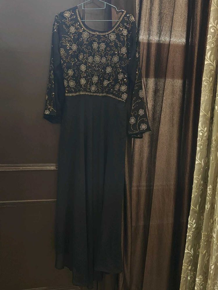 Elegant Black Embroidered Dress