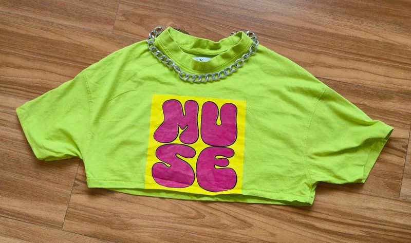 Neon Graphic Crop Top(without chain)
