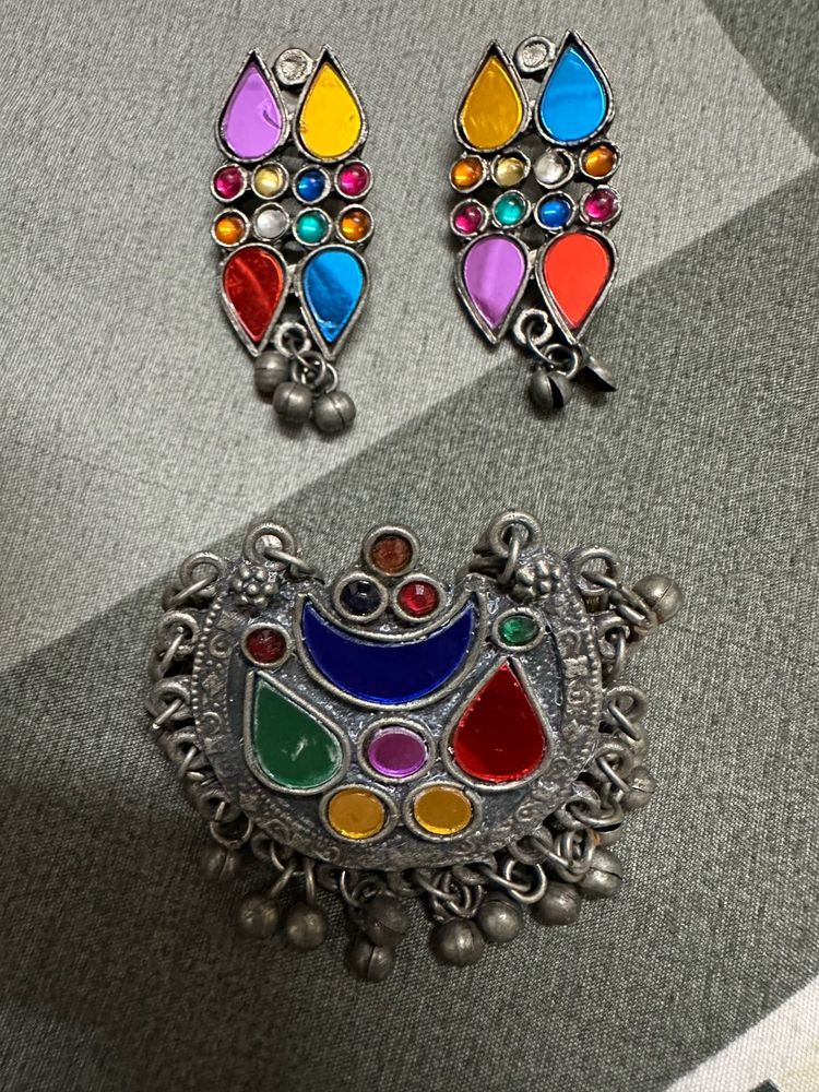 Oxidised Earrings and Ring Set