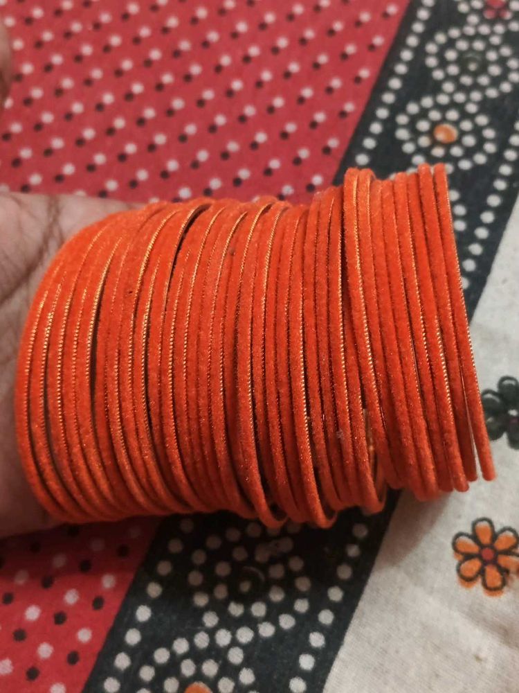 Vibrant Orange velvet Bangles
