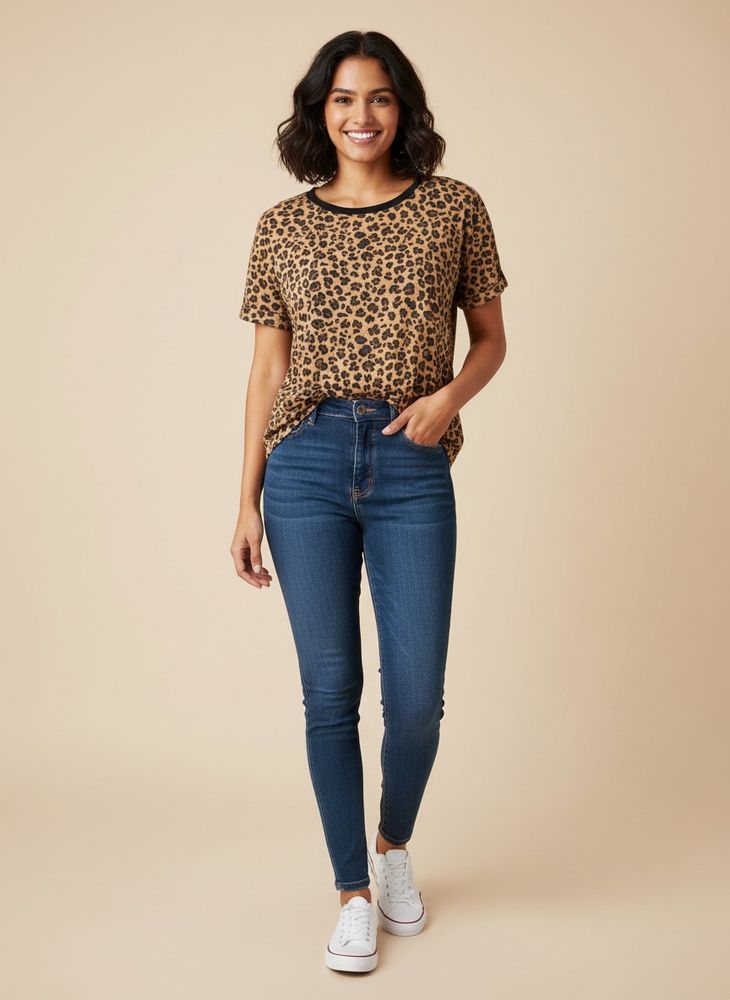 M&amp;S Leopard Print Short Sleeve Tee