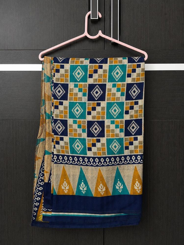 Beautiful Blue Printed Saree | Lightweight