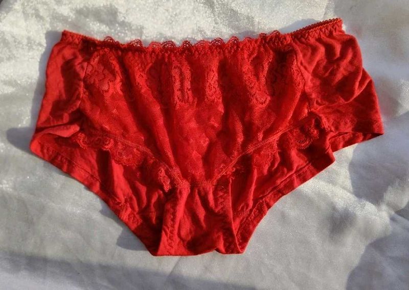 Red Lace Trim Briefs