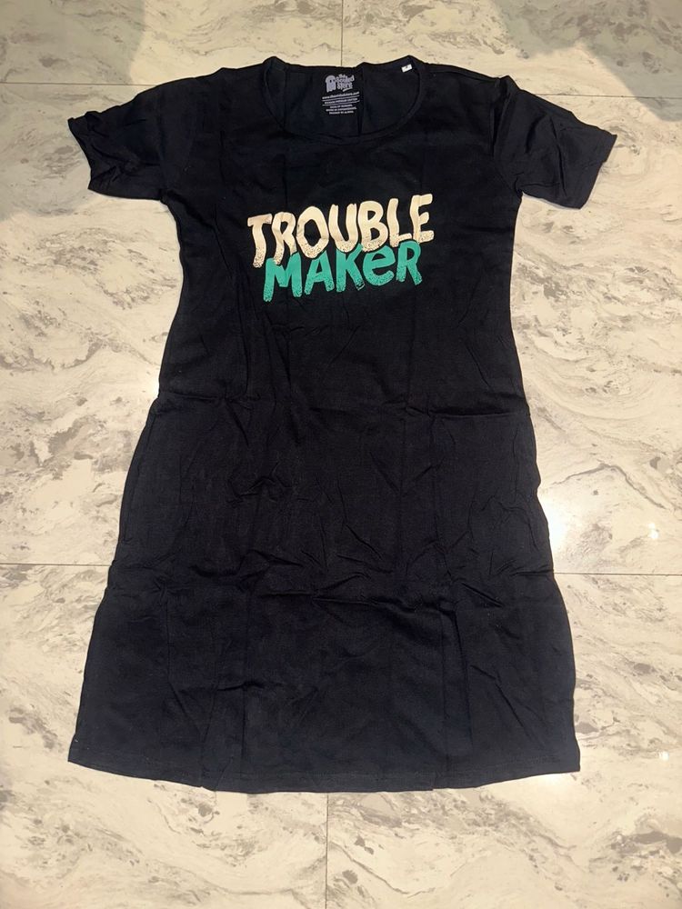 Trouble Maker Black T-Shirt Dress