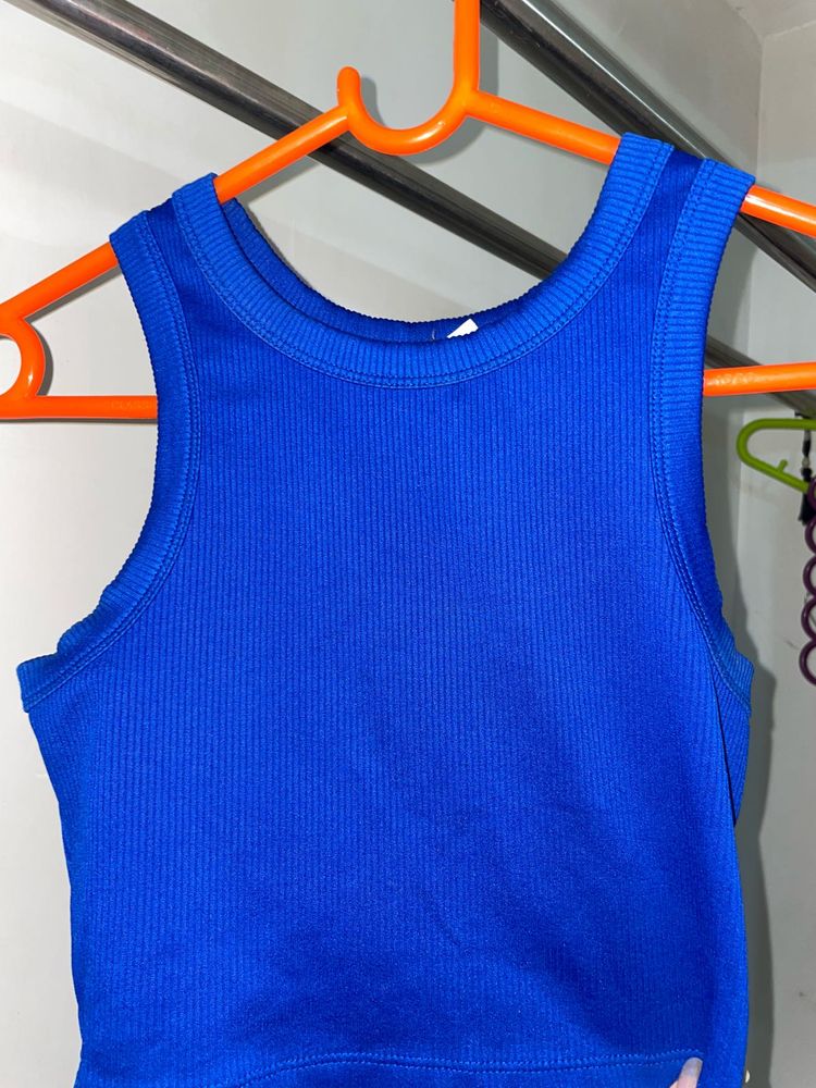 Blue Ribbed Tank Top