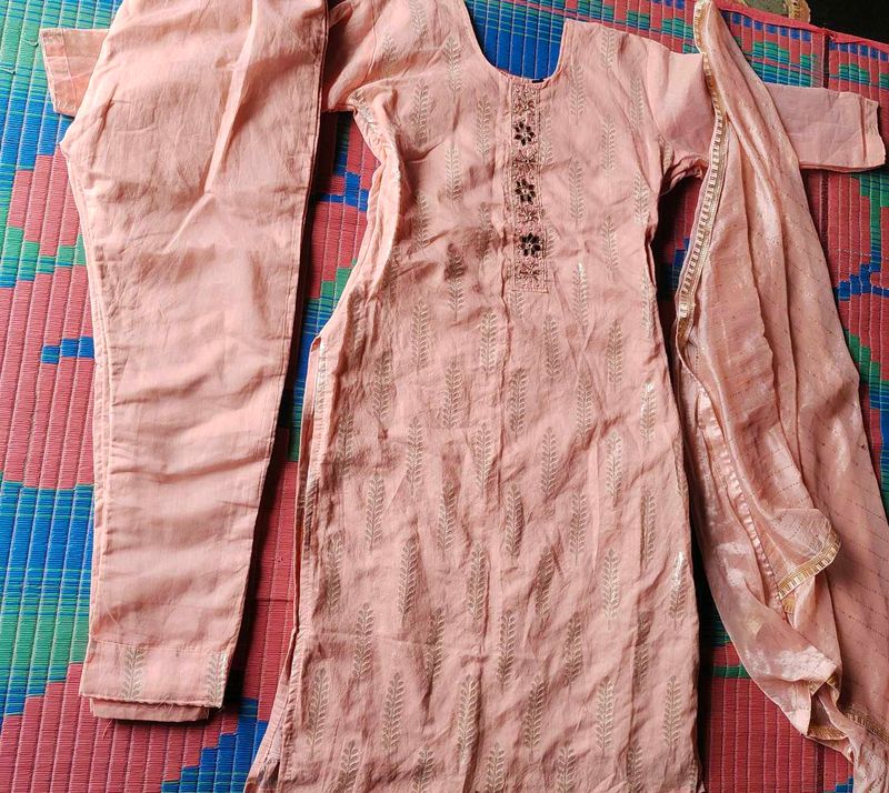 Peach Kurta Dupatta set