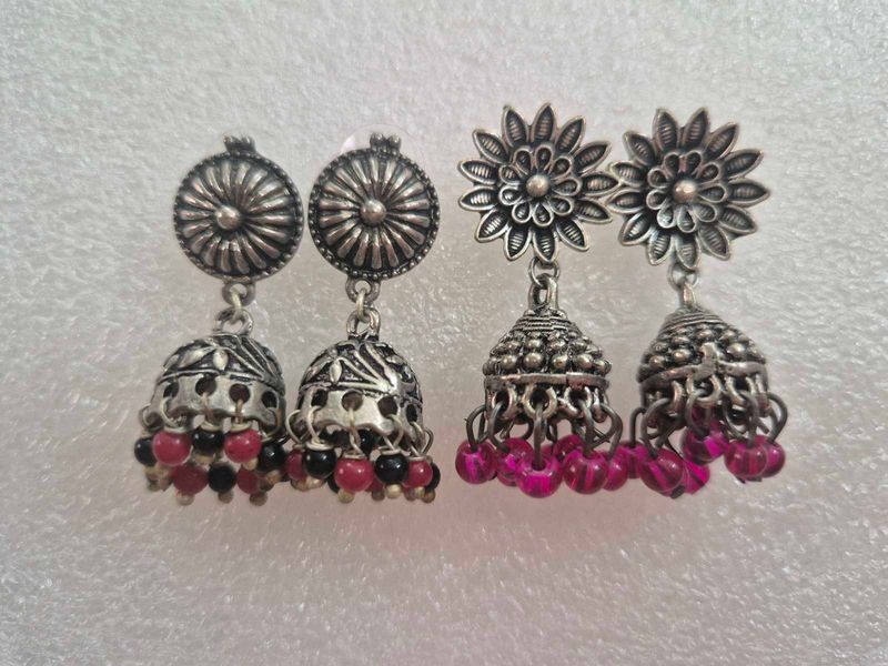 Oxidized Silver Jhumka Earrings