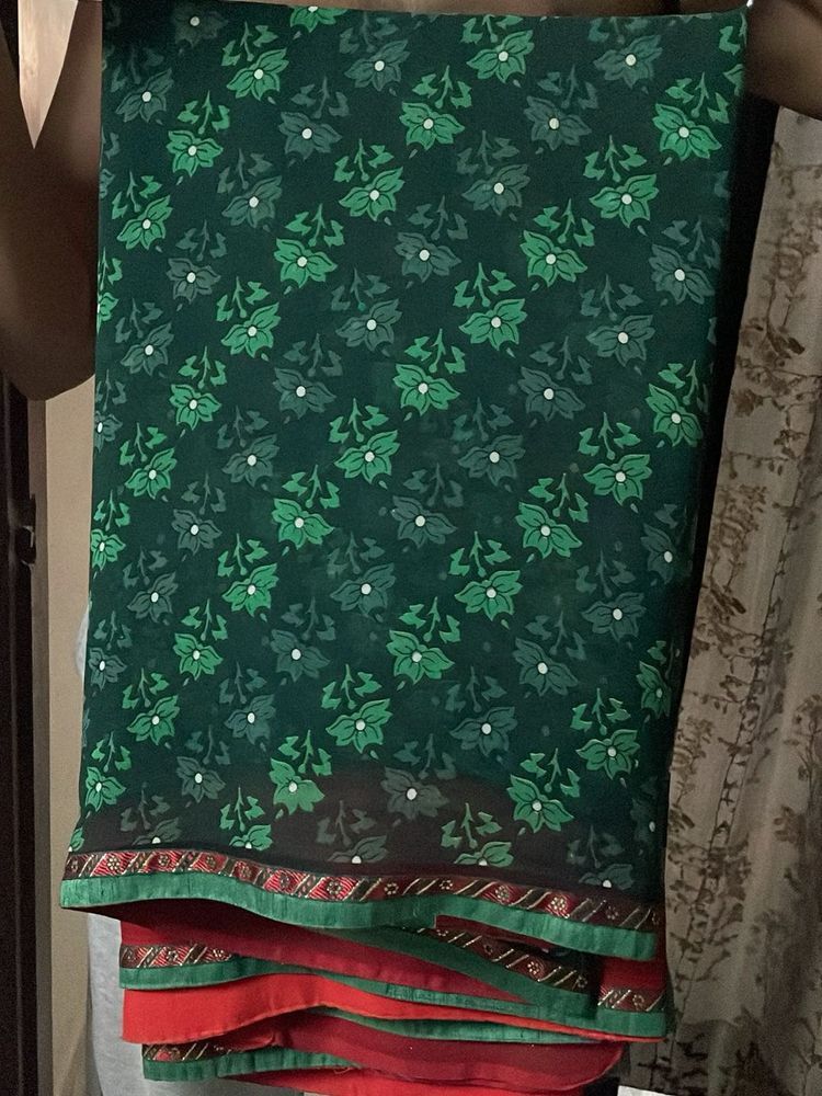 Green Floral Saree