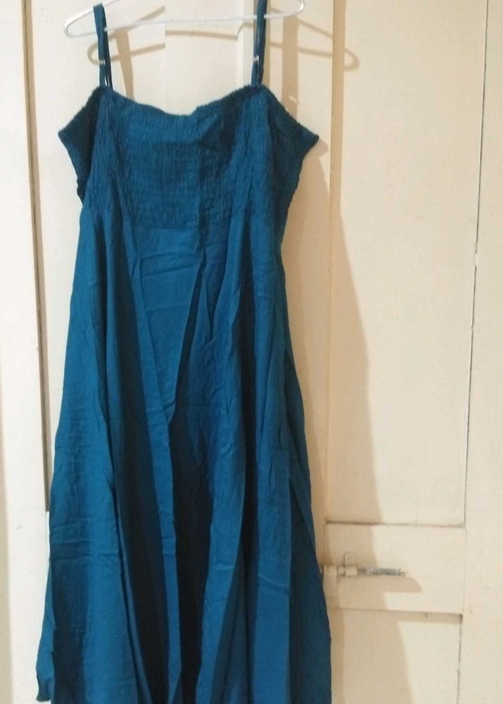Teal Smocked Maxi Dress