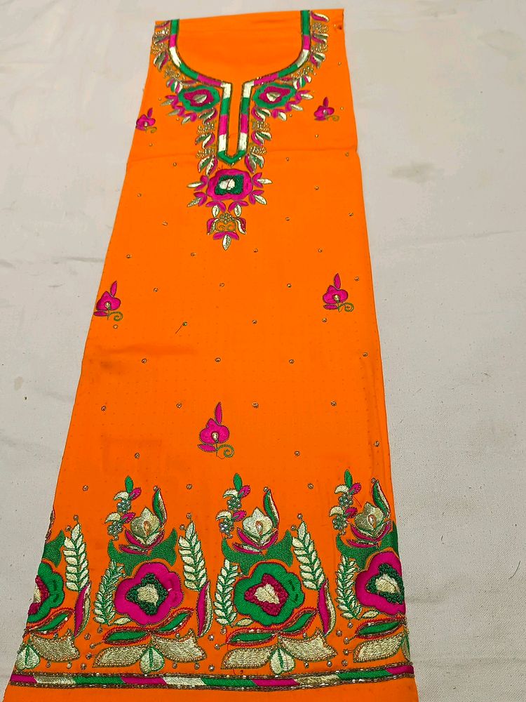 Orange Suit With Print Contrast  Bottom