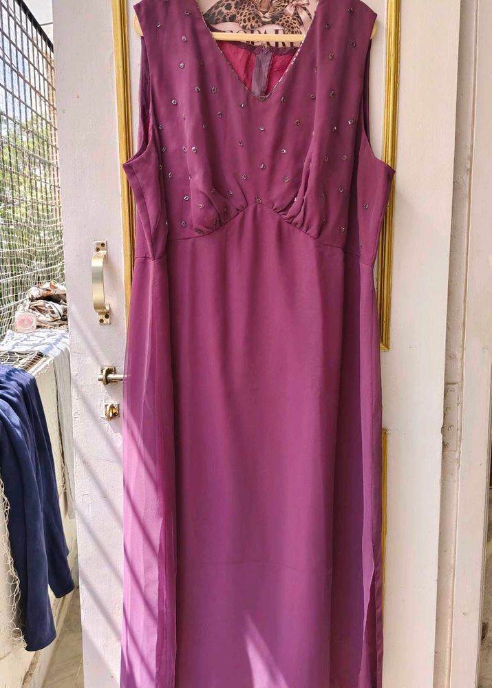 Elegant Purple Embellished Gown