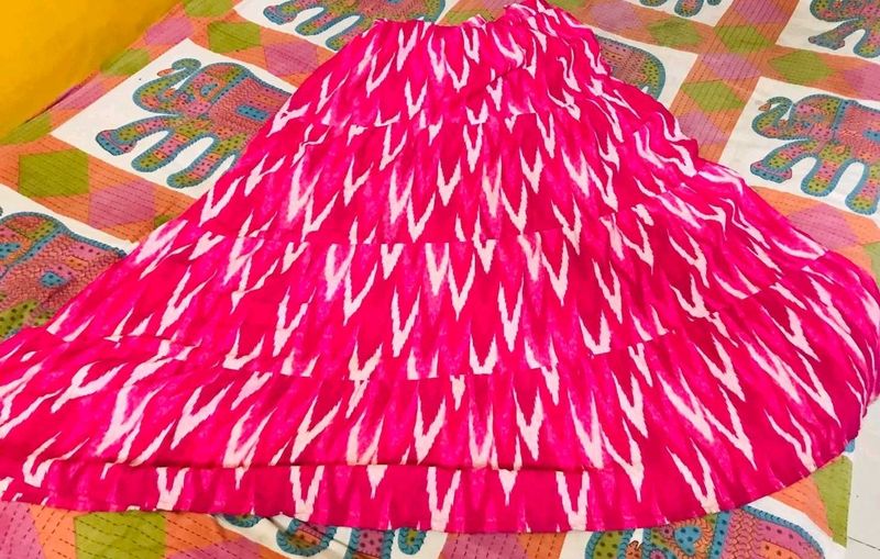 Boho Pink Ikat Tiered Zudio Skirt