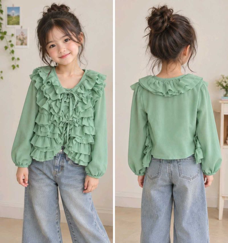 Cute Ruffled Green Blouse