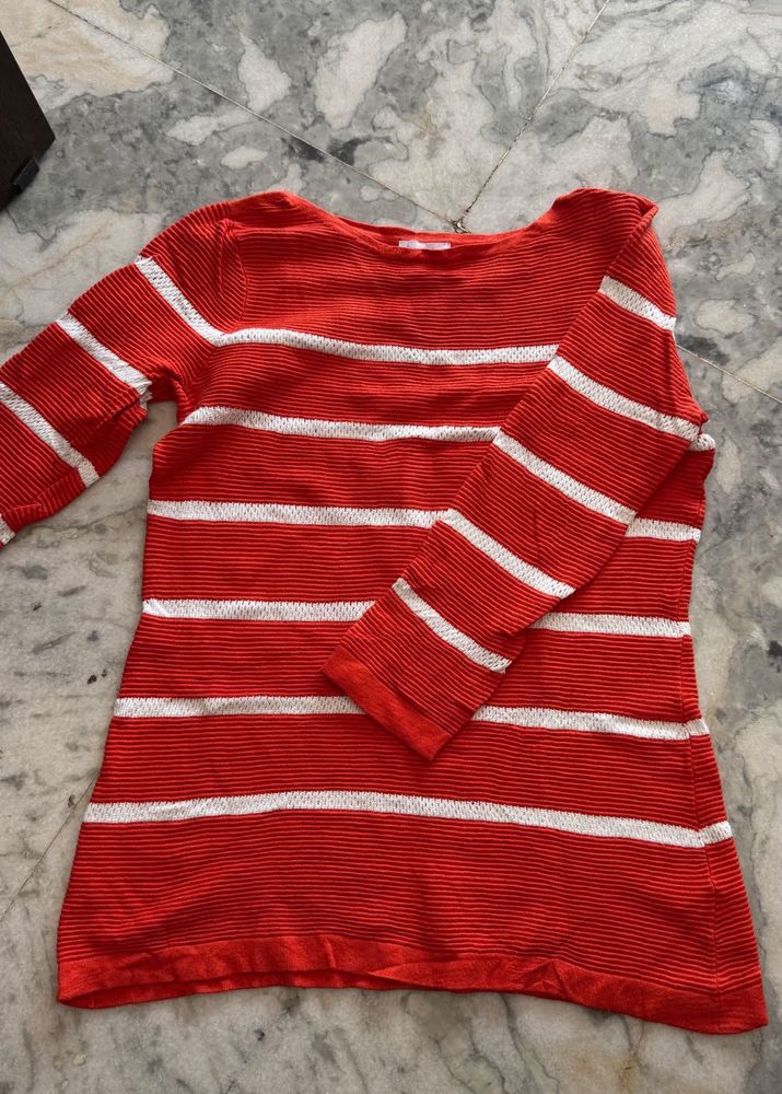 Red &amp; White Striped Top
