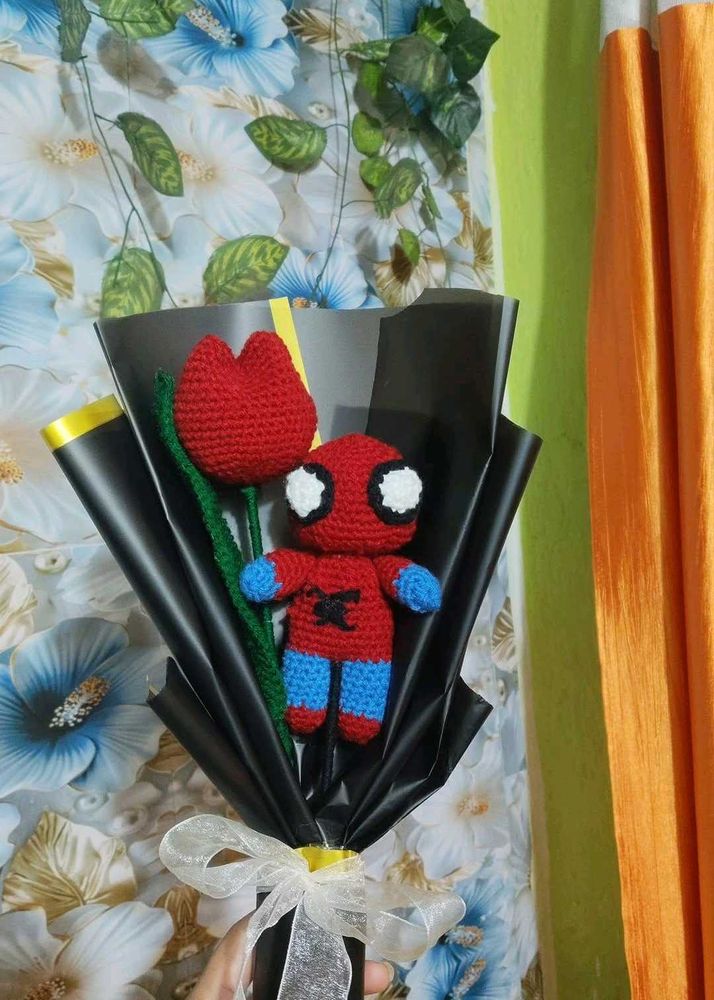 Crocheted Spiderman Flower Bouquet