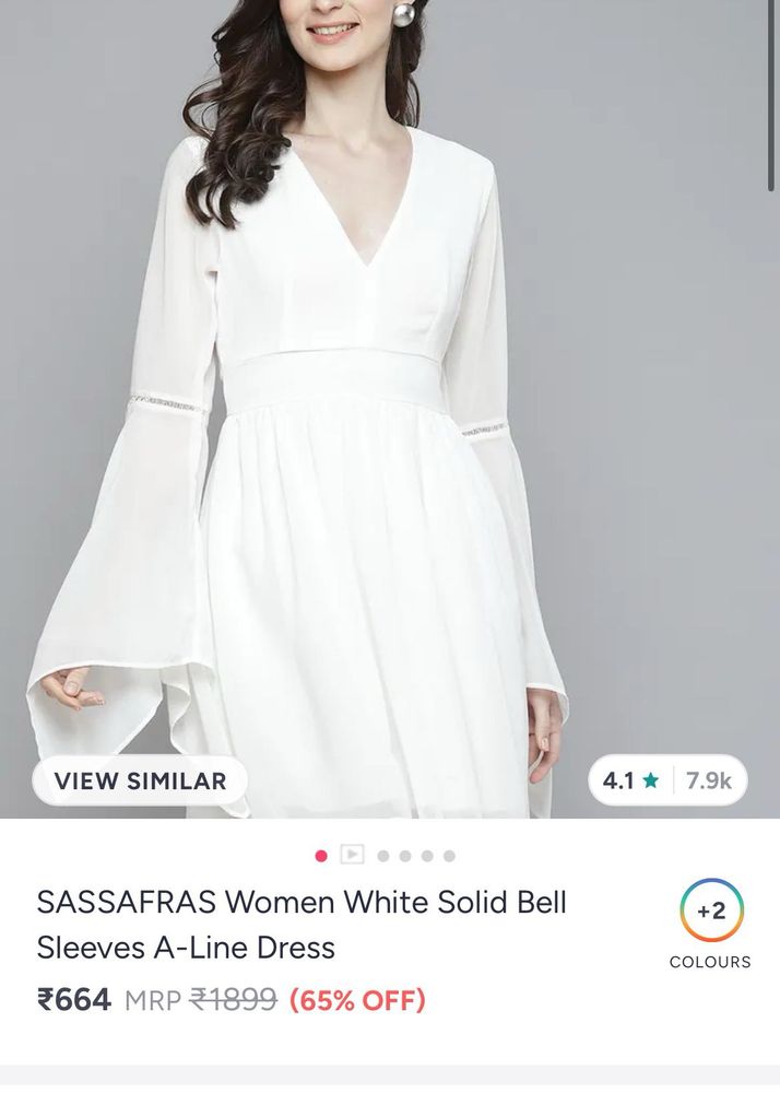 Elegant White Bell Sleeves A-Line Dress