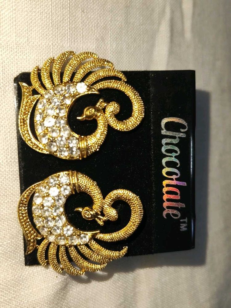 Elegant Gold Peacock Earrings