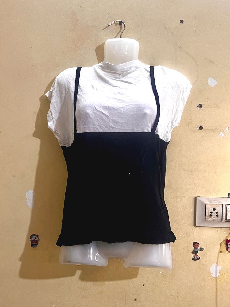 Black &amp; White Layered Top
