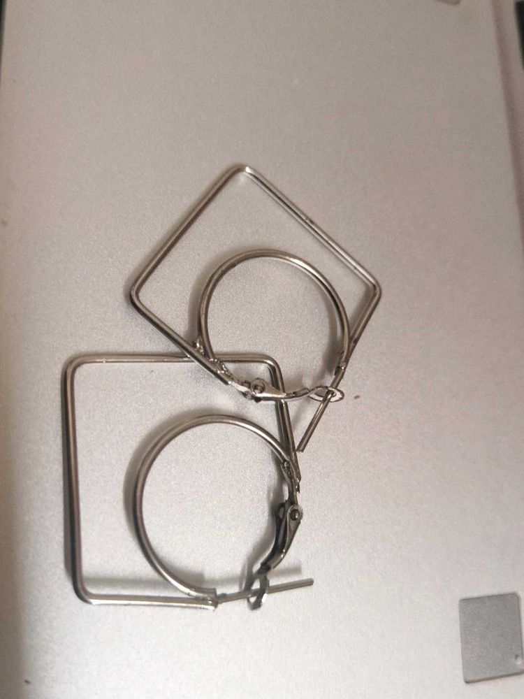 Geometric Silver Earrings