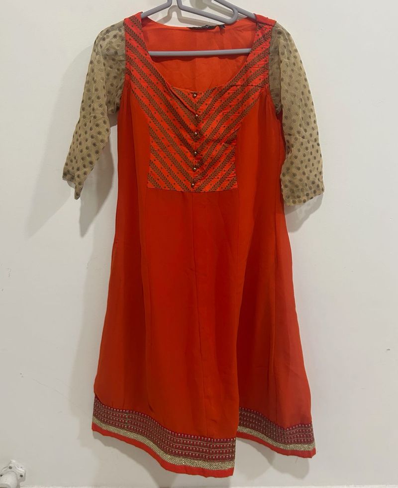 Globus Coral Red A-Line Kurti
