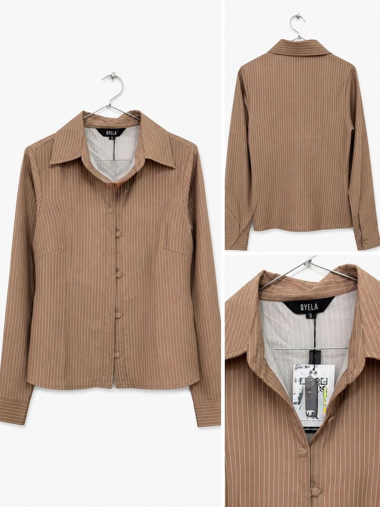 combo Chic Pinstripe Bell Sleeve fitted shirts
