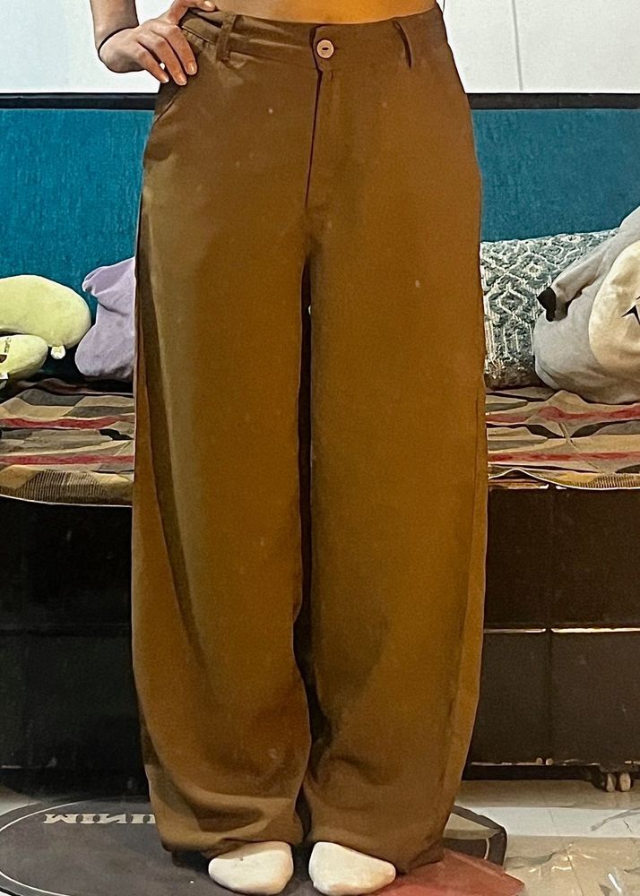 Wide Leg Brown Trousers